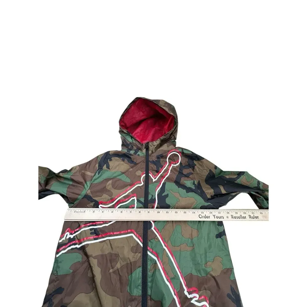 Boys Air Jordan Jumpman Milatry Camo Camp Hooded Windbreaker Zip-Up Jacket M
